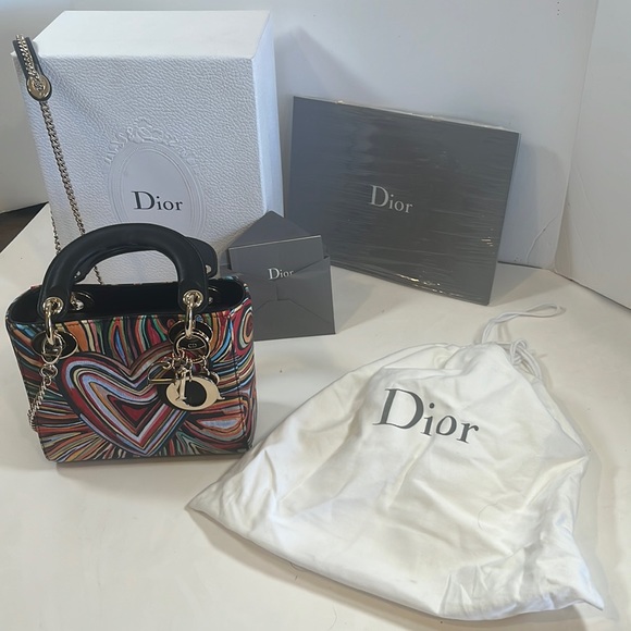 Lady Dior MiniHeart Design multicolor leather Limited Edition Purse/Crossbody - Picture 4 of 10